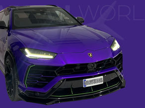 Frontal del único Lamborghini Urus violeta de Madrid