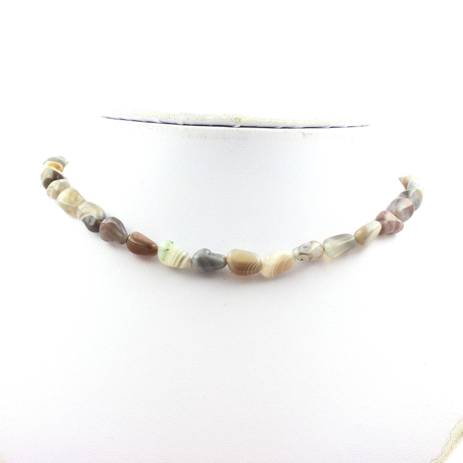 Agate from Bostwana bead necklace stainless steel chain