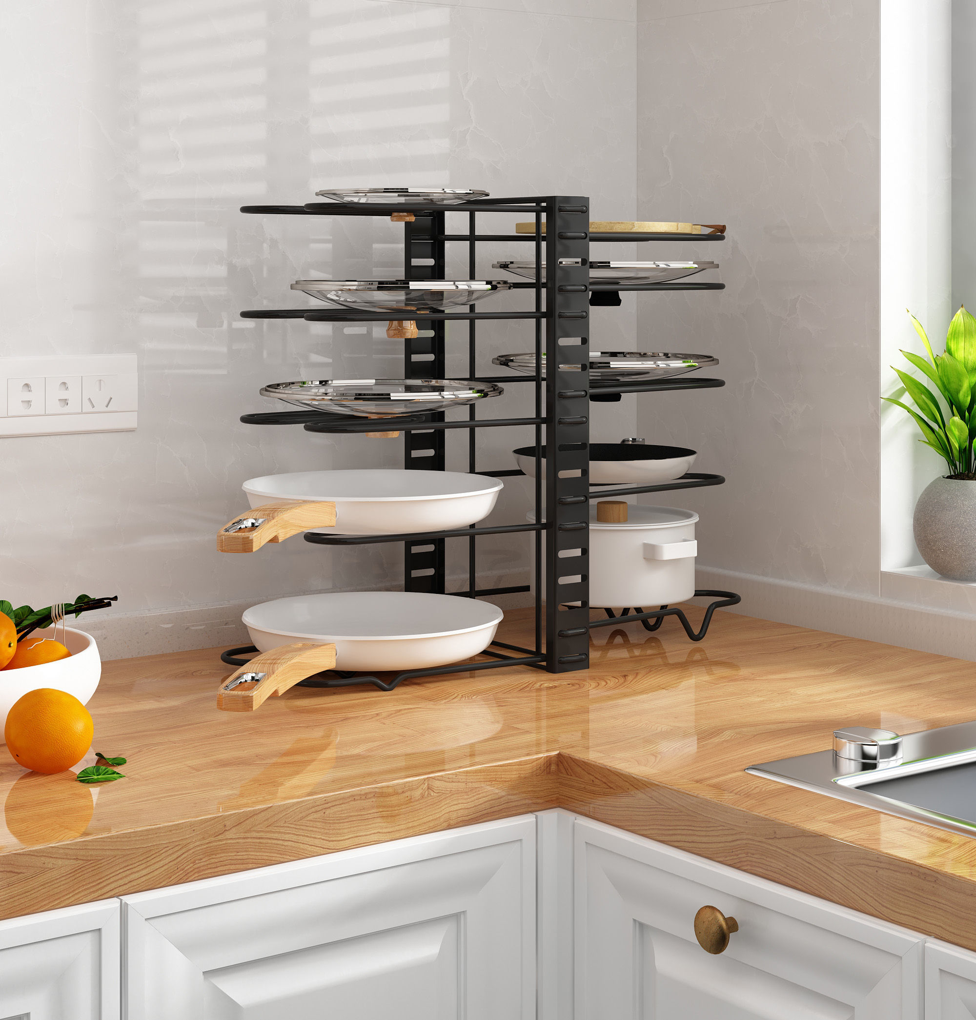 Adjustable 10-Tier Pots & Pans Organizer Rack