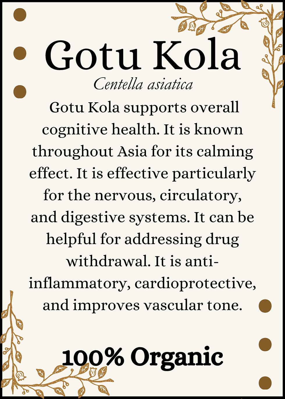 Gotu Kola Organic, Cut Sifted