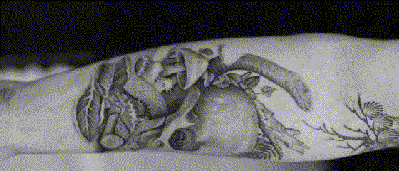 Crysler building fineline tattoo by Can Gurgul with fineline, whip shading and black and grey technique