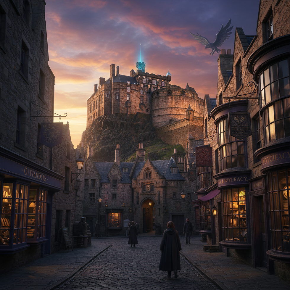 Firefly_Gemini Flash_generate a photo realistic square image of ediburgh castle with a har