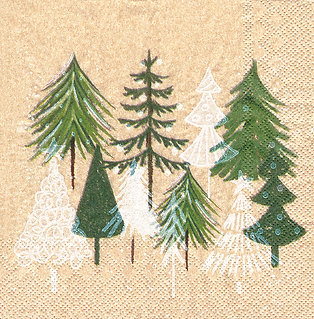 Serviette Green Xmas Trees