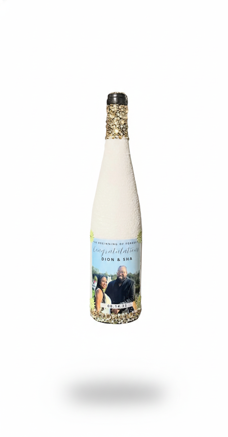Custom Keepsake Glitter Wine Bottle