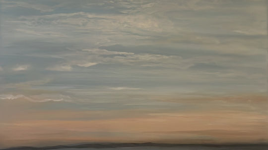 Sunset seascape painting, paddle boarder, south west coast path, minehead
