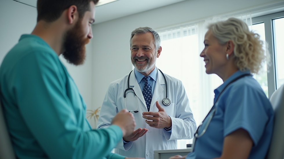 Eye-level view of a healthcare provider discussing treatment options with a patient