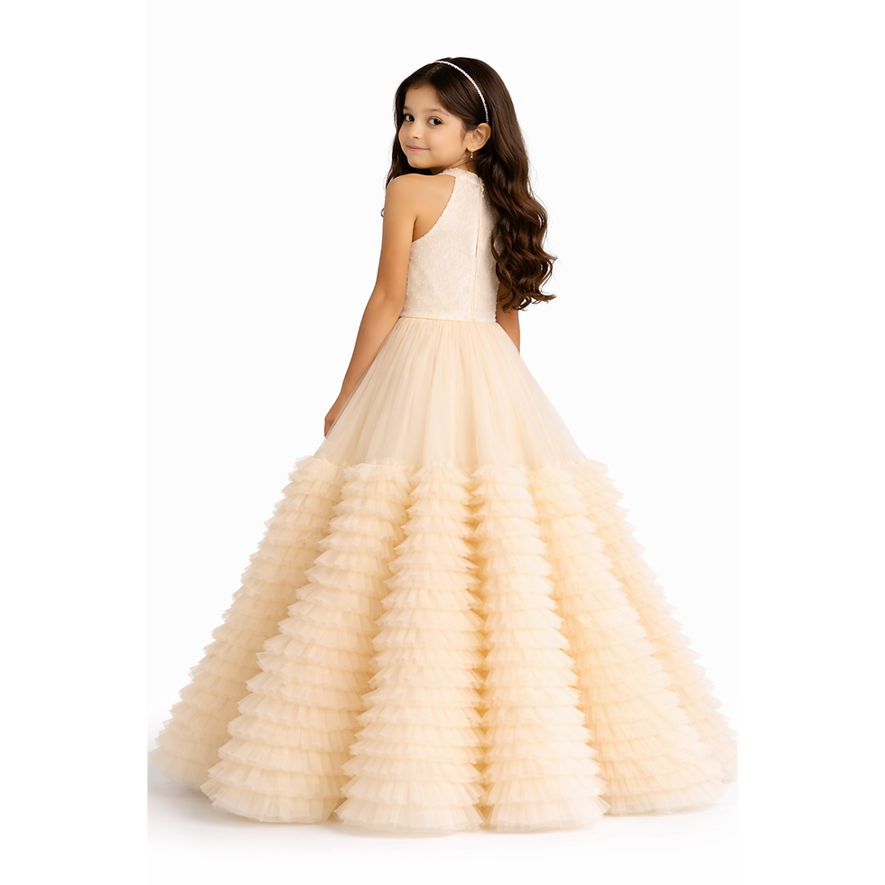 Thumbnail: Girls  Princess Party Gown | Kids Layered Tulle Wedding Dress