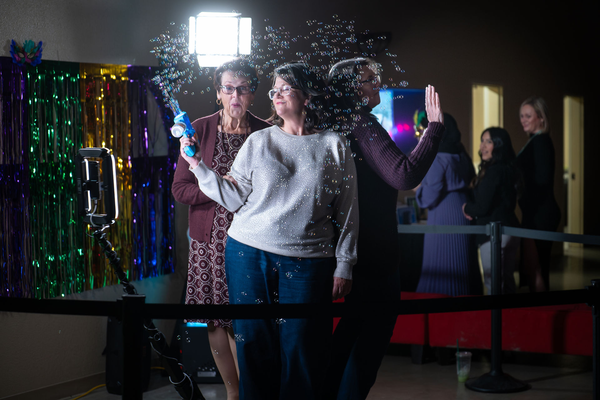 Ladies on our 360 Photo Booth. Ready for fun.