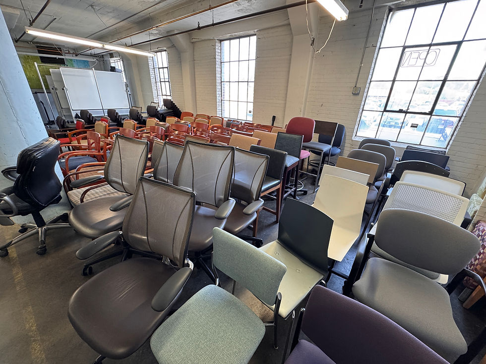 Office chair lined up in rows