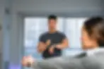 Certified personal trainer Dinh Bui coaching client in Arlington VA