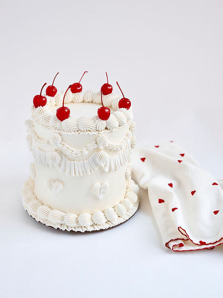 Valentines Wedding White Vintage Cake - flecks of love.jpg