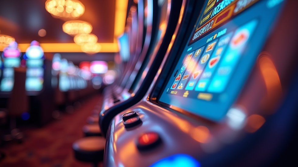 Close-up view of a casino game machine with digital interface