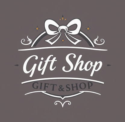 create a black and white image that represents something similar to a gift shop brand logo