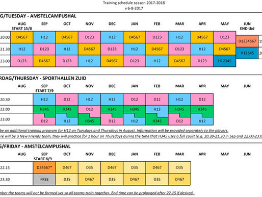 De trainingen gaan weer beginnen! Hier zijn de tijden