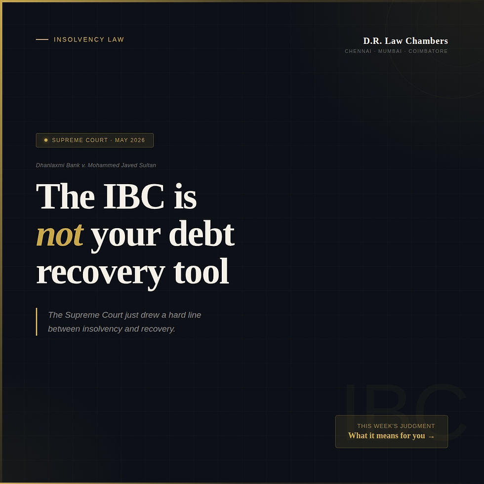 THE IBC IS NOT A DEBT RECOVERY TOOL