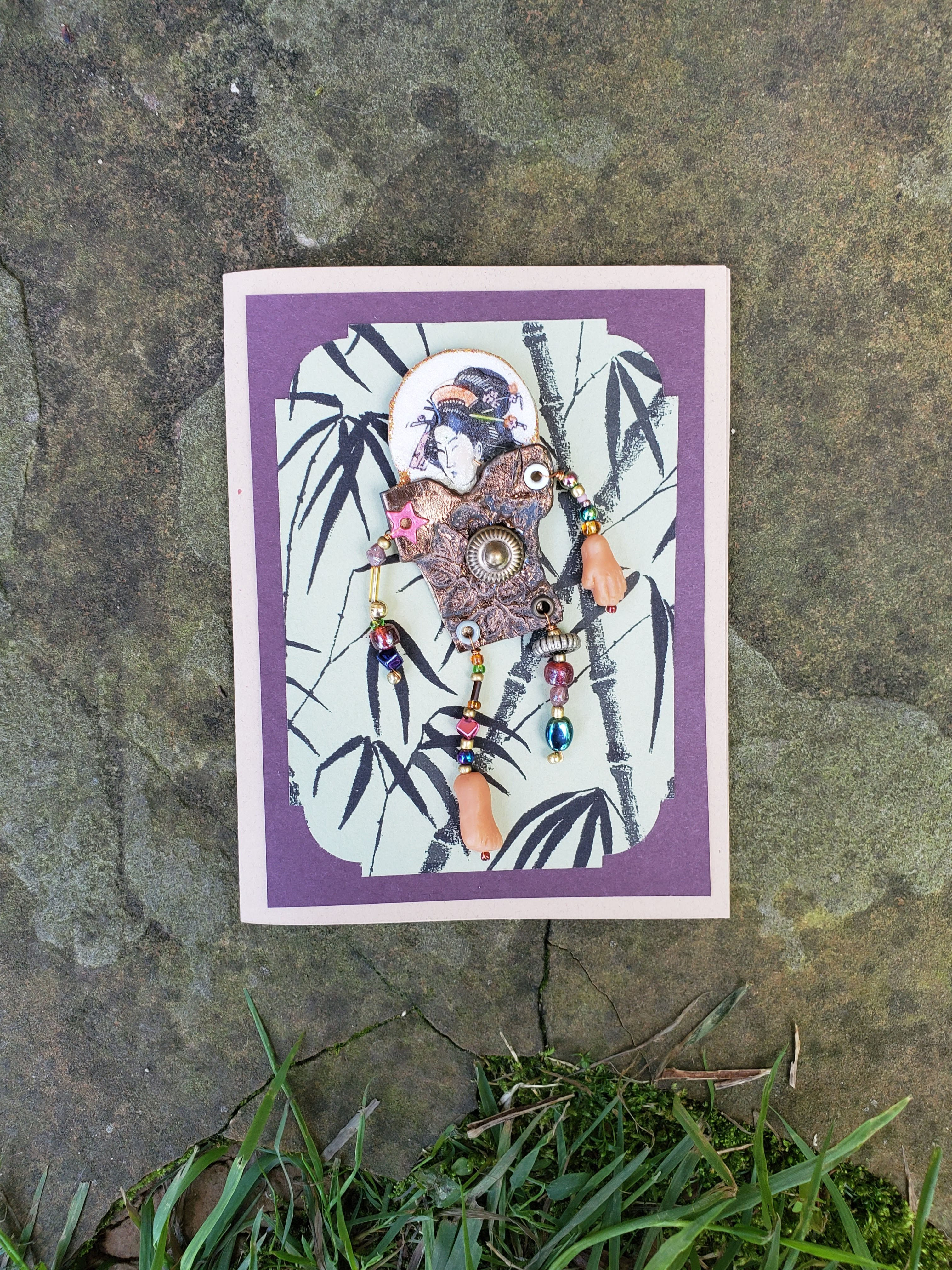 Handmade Card with Asian Lady Pin
