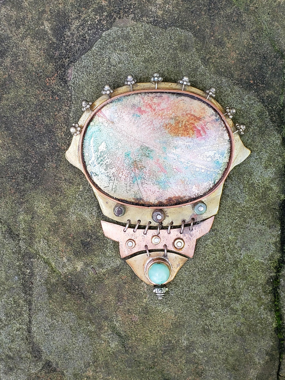 Thumbnail: Acid Etched Enamel Pendant & Pin