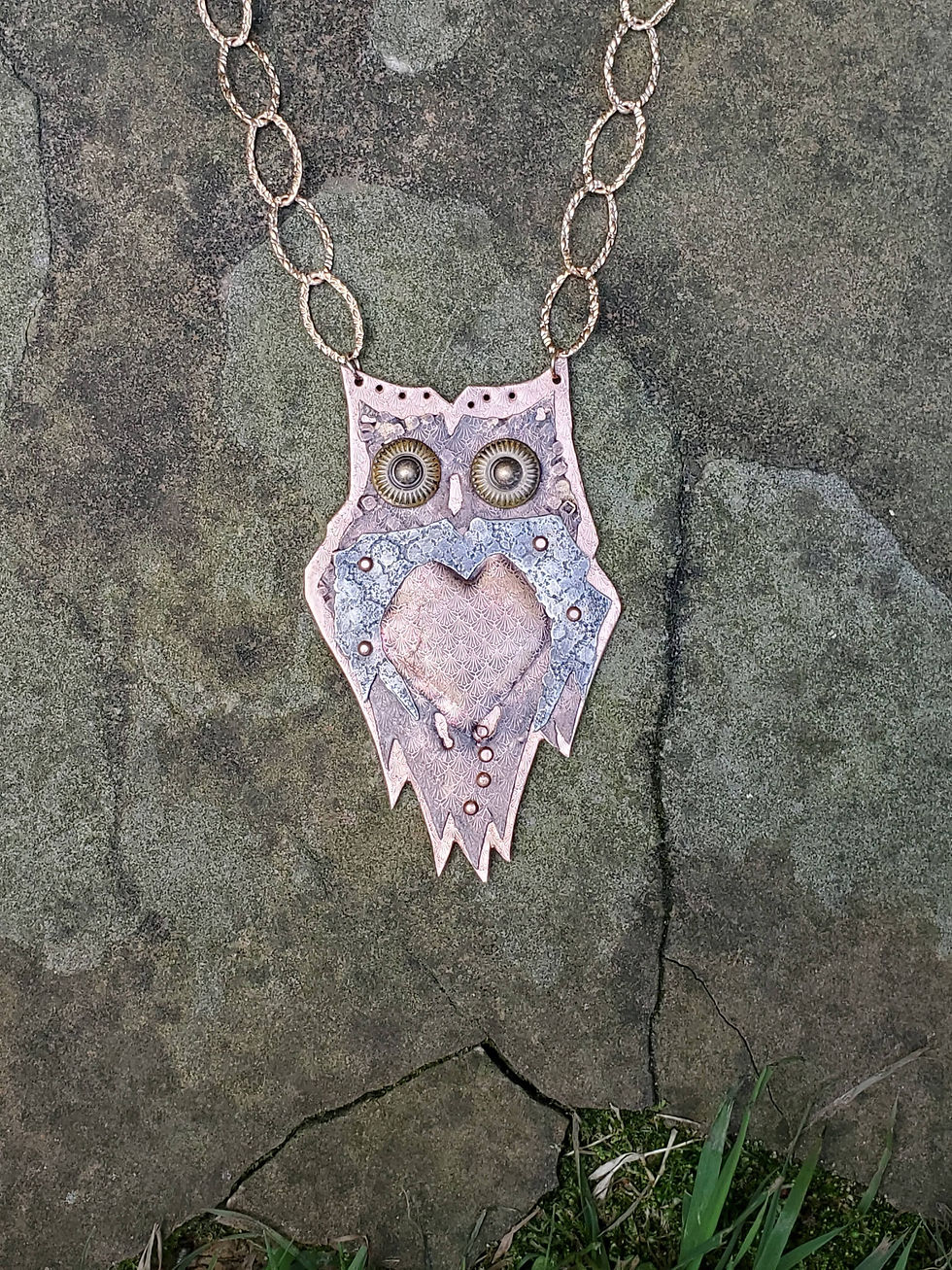 Thumbnail: Metal Work Owl Necklace