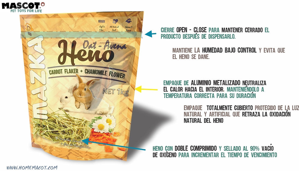 Miniatura: Heno de Avena 1kg conejo MAZKA +manzanilla y zanahoria