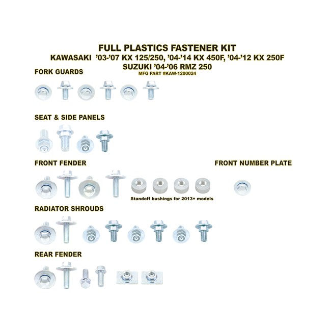 Thumbnail: Bolt Kawasaki KX KXF Plastic Fastener Kit