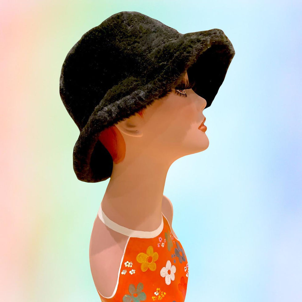 Thumbnail: Black Faux Fur Bucket Hat