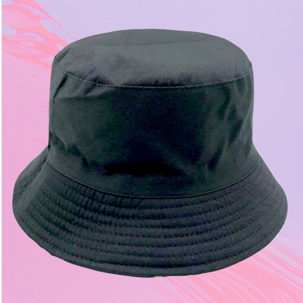 Thumbnail: Pink Abstract Canvas Bucket Hat ~ Reversible Black 