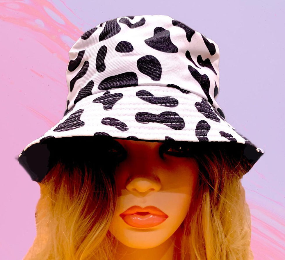 Thumbnail: Black Reversible Cow Print Bucket Hat