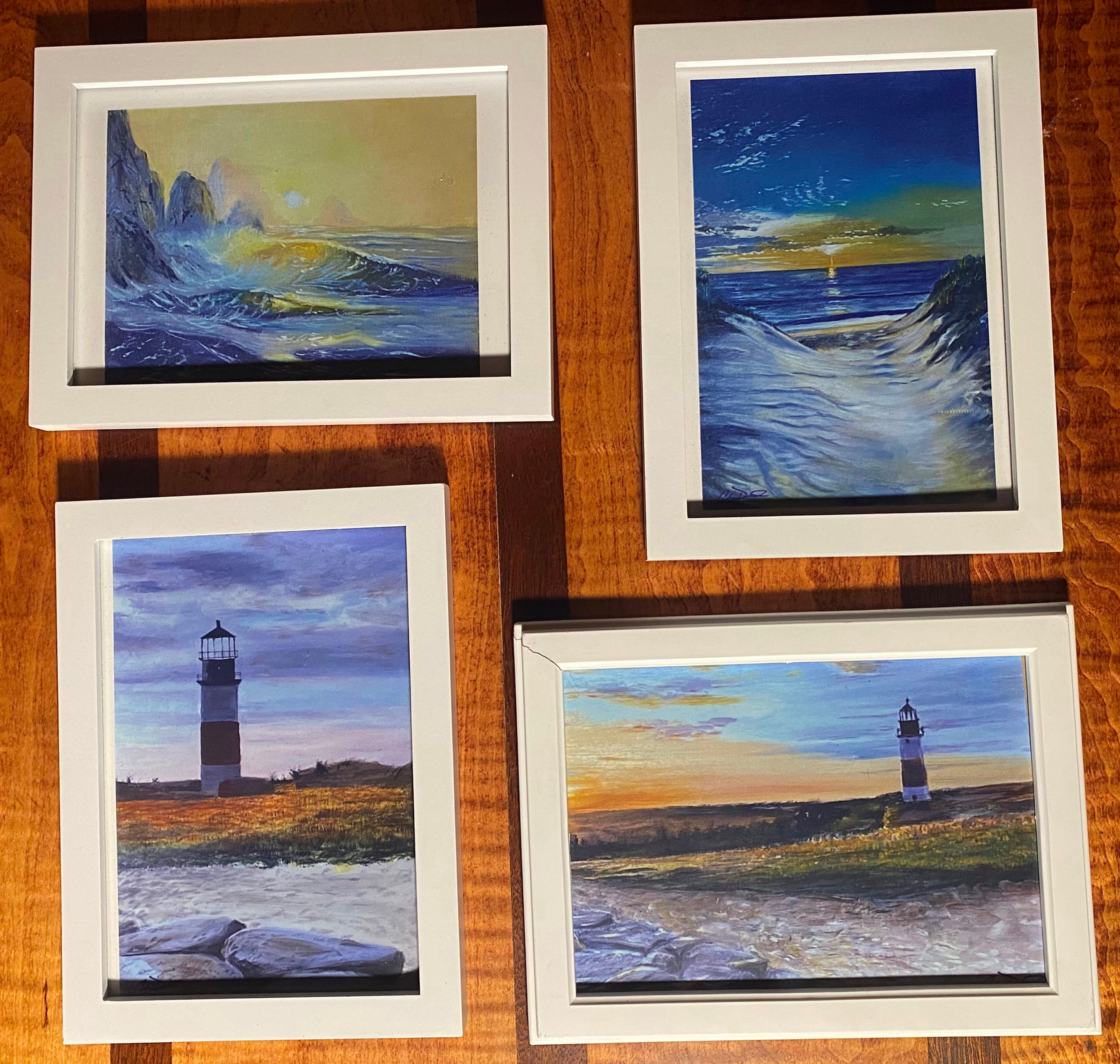 Beach Vibes, set of four 5x7" framed prints