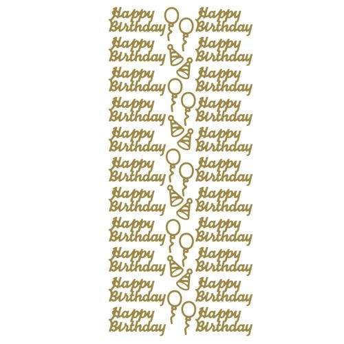 Happy Birthday - Gold Hats and Balloons Stickers