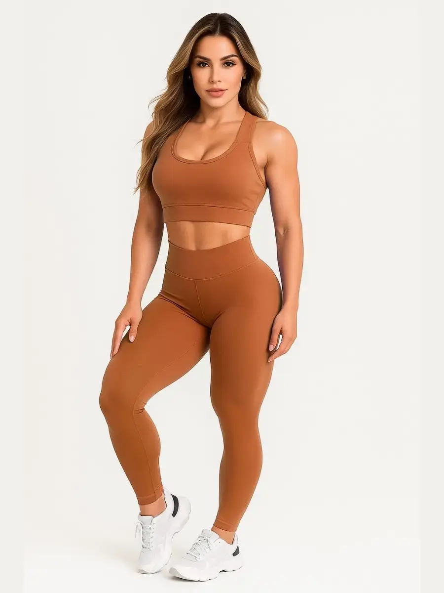 Miniatura: Kit 3 Conjuntos Academia Calça Legging e Top Cós Alto