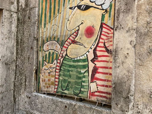 Mural featuring a cat in Kotor, Montenegro.
