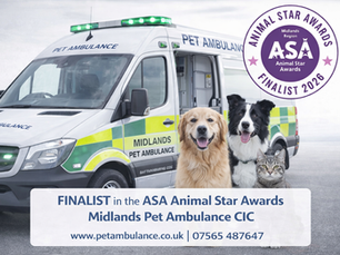 Midlands Pet Ambulance CIC, finalist in the ASA Animal Star Awards 2026.