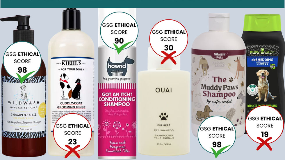 Image showing pet grooming brands ranked by The Good Shopping Guide.