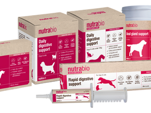 The Nutrabio range of digestive products for cats and dogs from Nutravet.