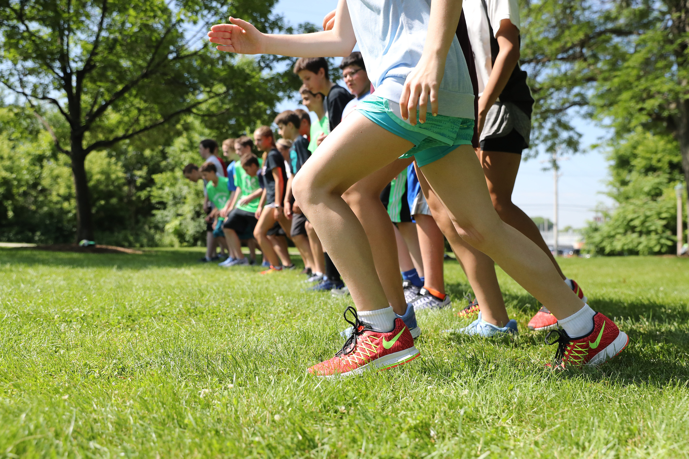 Campers lined up for their 110 meter sprint workout