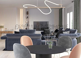 Intérieur d’appartement contemporain avec salon et salle à manger à Levallois-Perret