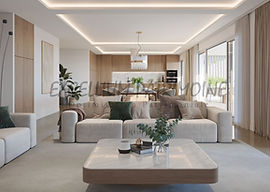 Salon contemporain et lumineux d’un appartement situé à Cannes