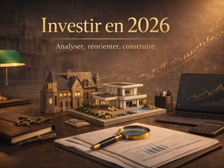 Illustration d’une stratégie patrimoniale en 2026 combinant immobilier, analyse financière et investissement structuré dans le cadre d’une approche globale.