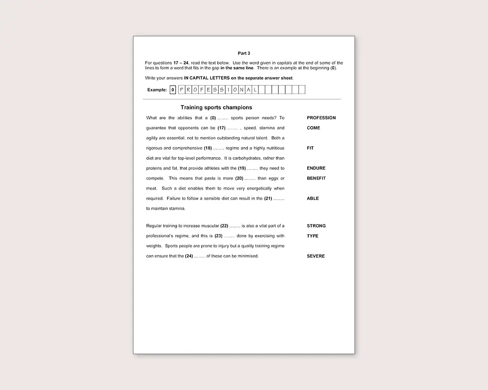 CAE Use of English Part 3 – przykładowe zadanie typu word formation z egzaminu C1 Advanced