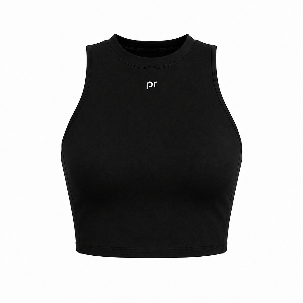 the base crop tank in midnight black front