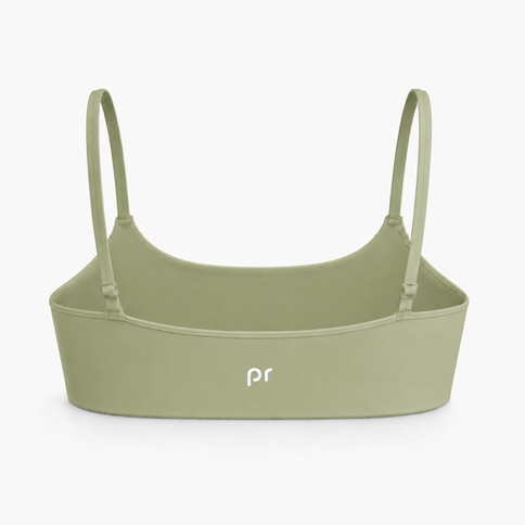 the base sports bra in sage back