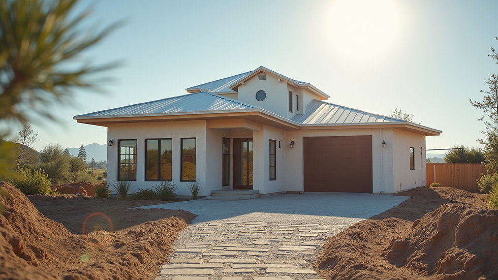 Eye-level view of a modern home under construction
