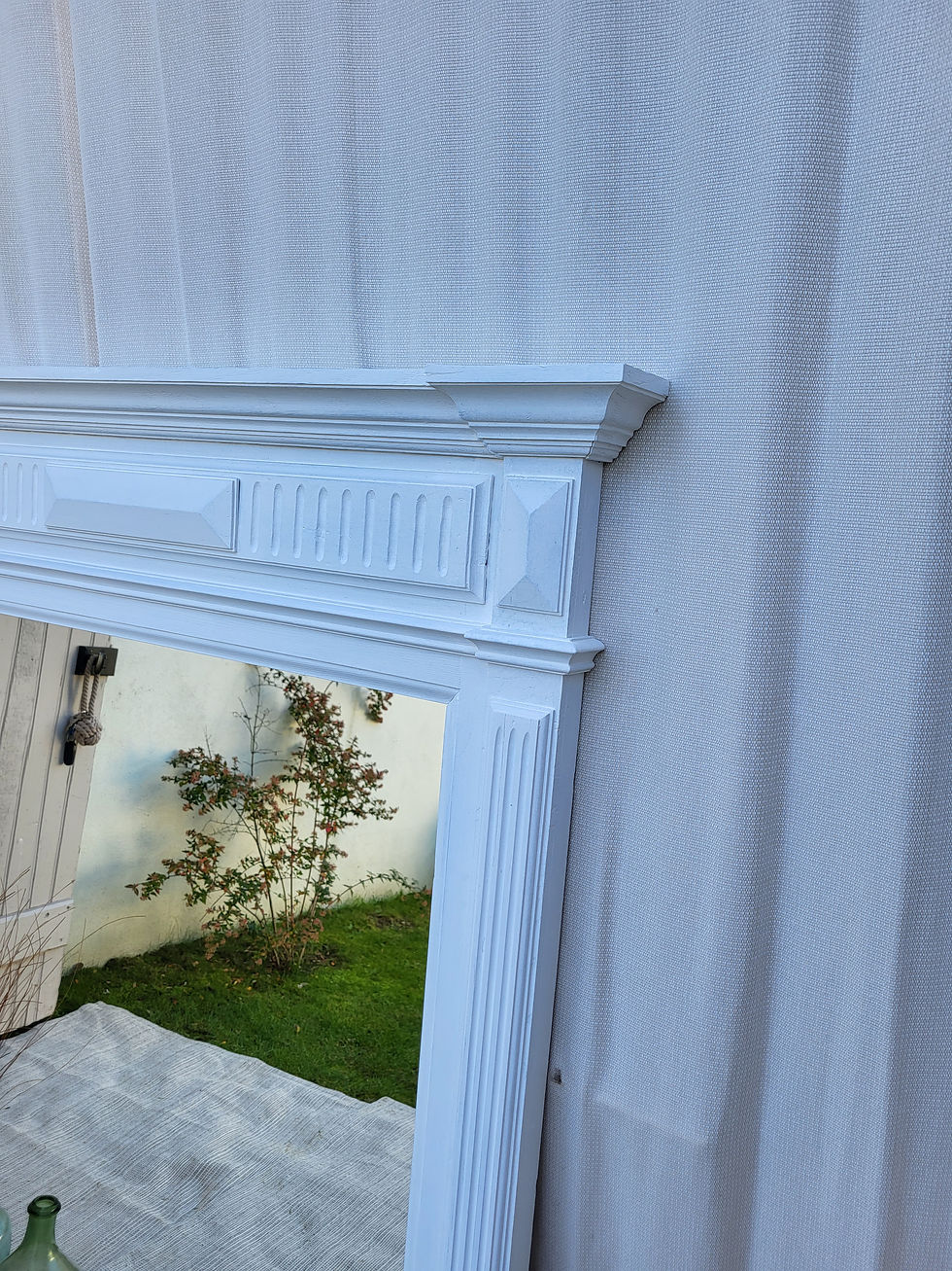 Miniature : Miroir ancien blanc mat