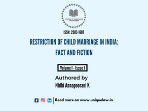 RESTRICTION OF CHILD MARRIAGE IN INDIA: FACT AND FICTION