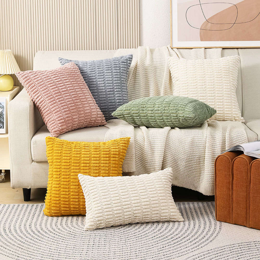 Solid Color Corduroy Pillow Cover for Home Decor
