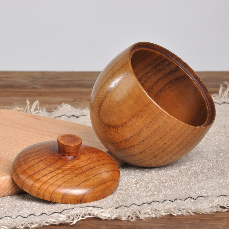 Thumbnail: Vintage Wooden Spice Jar Set for Kitchen Storage