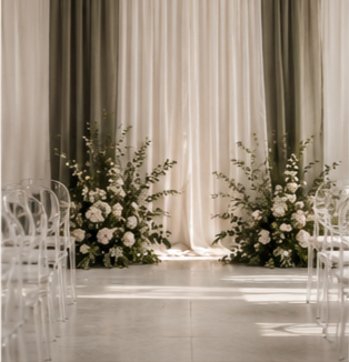 Backdrop drapiert mit Stoff Wedding