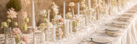 romantische Weddingdekoration und Floristik Rheingau rose, weiß, grün