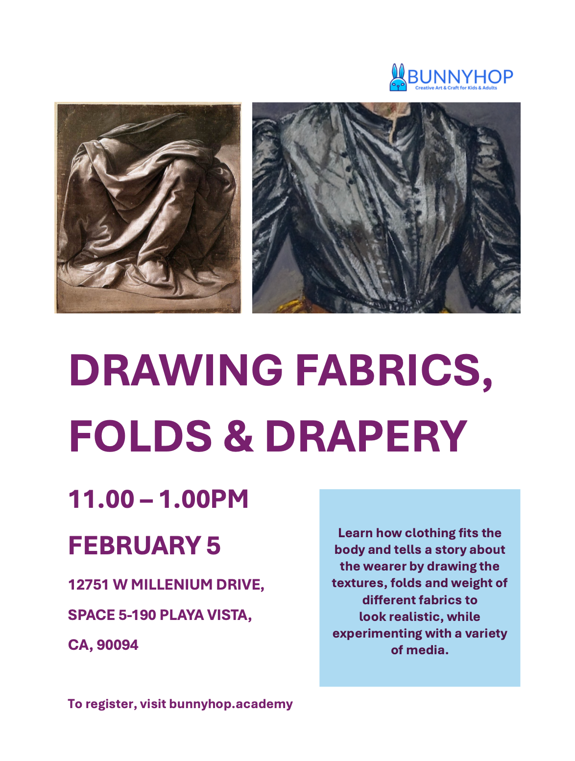 Drawing Fabrics, Folds & Drapery Art Workshop