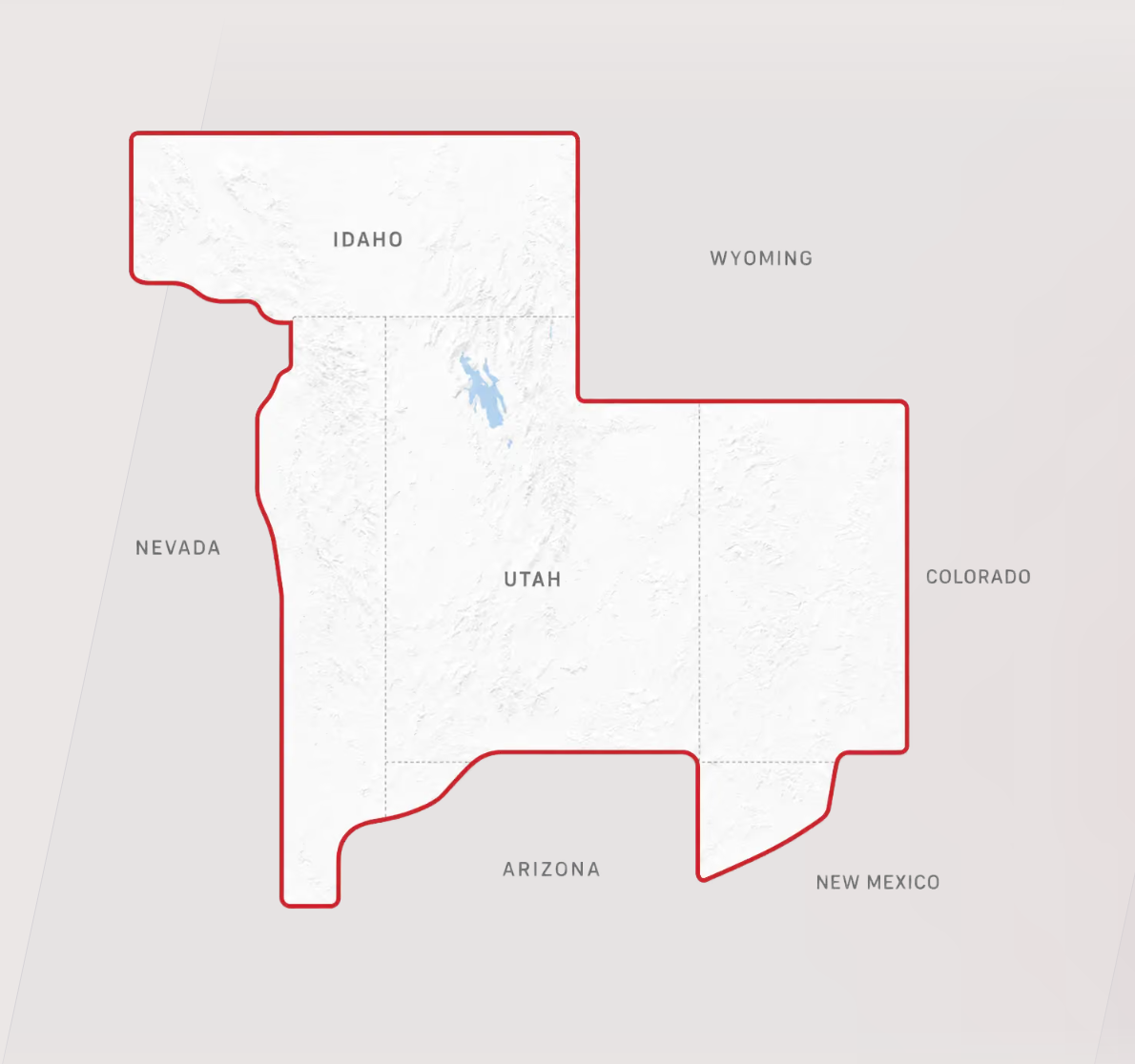 Iron Fort Building Sales service area map covering Utah, Southern Idaho, Eastern Nevada, Northern Arizona, Western Colorado, and Northwestern New Mexico.